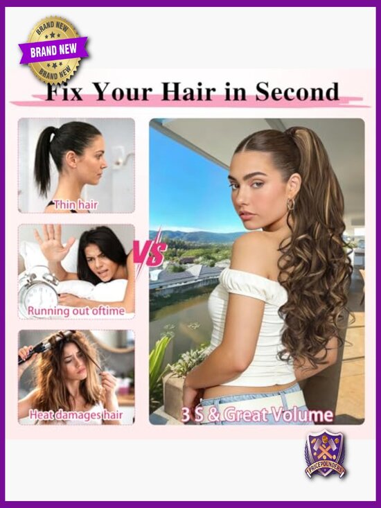 24 Inch Claw Clip Ponytail Extension Wavy Long Hairpiece for Women main image 4